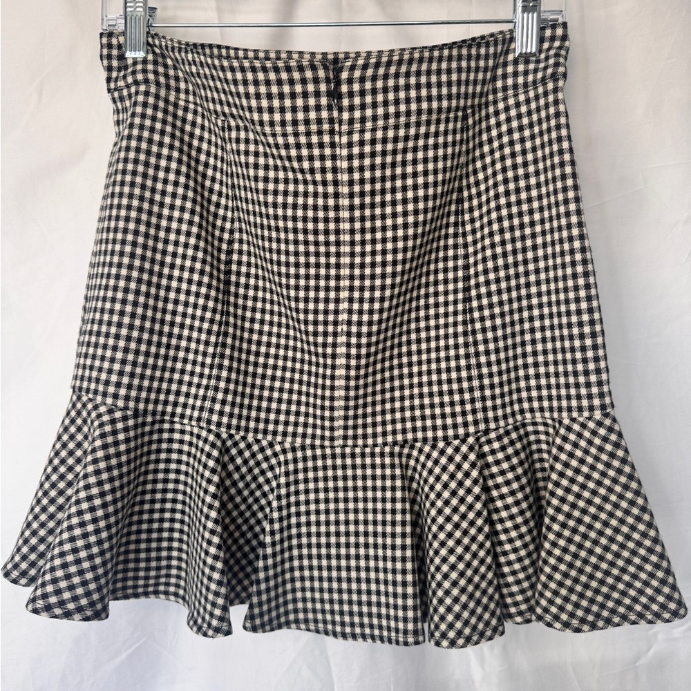 Veronica Beard Black and White Gingham Ruffle Hem Skirt - Picture 2 of 6